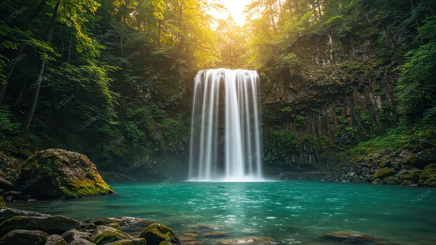 Enchanting Turquoise Waterfall Haven