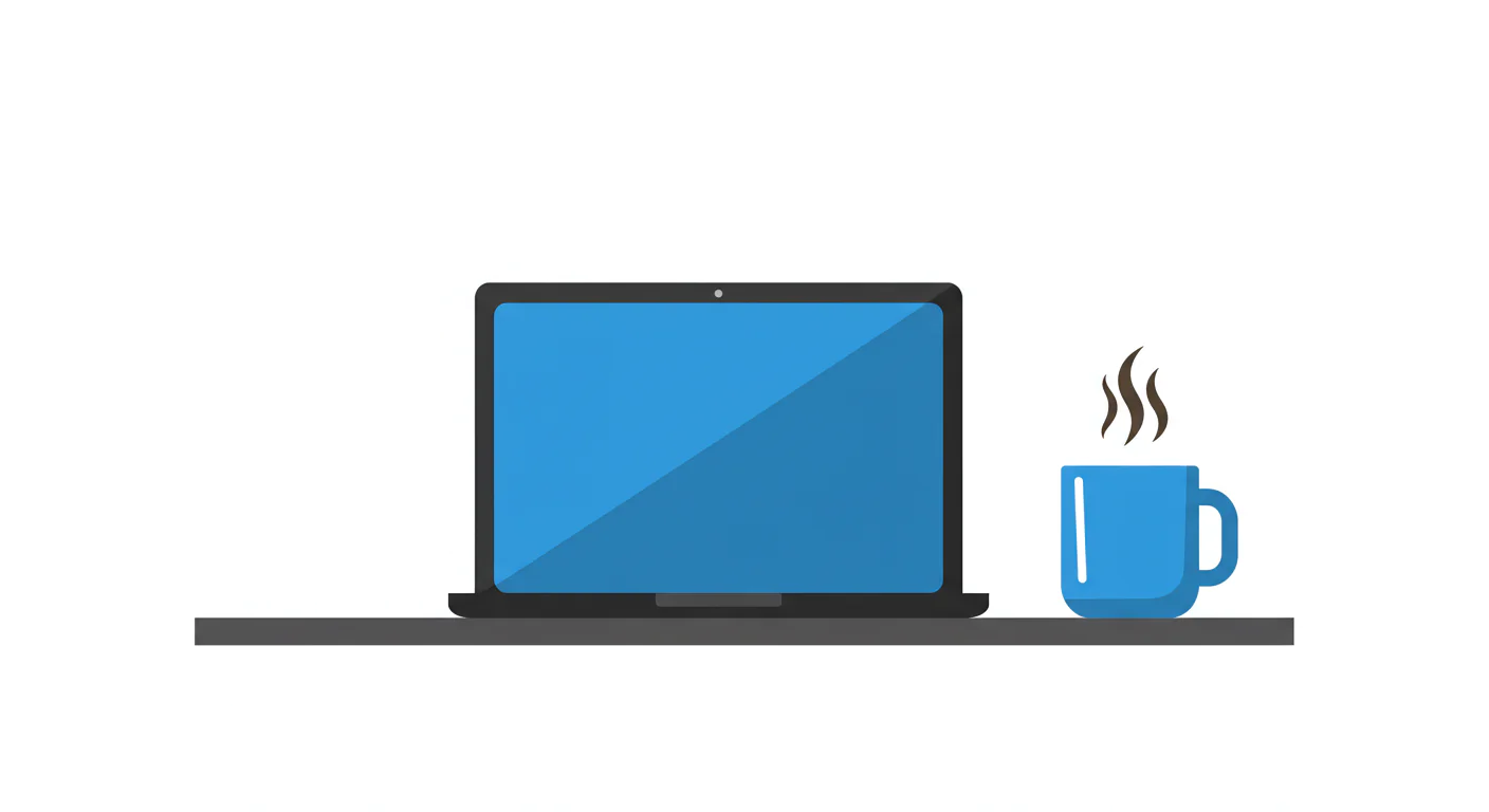 Laptop and Coffee Mug Vector