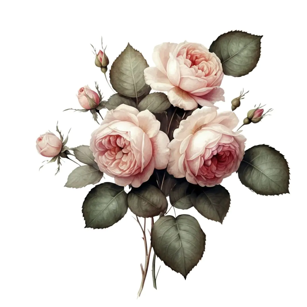 Delicate Pink Roses Floral Arrangement PNG Clipart