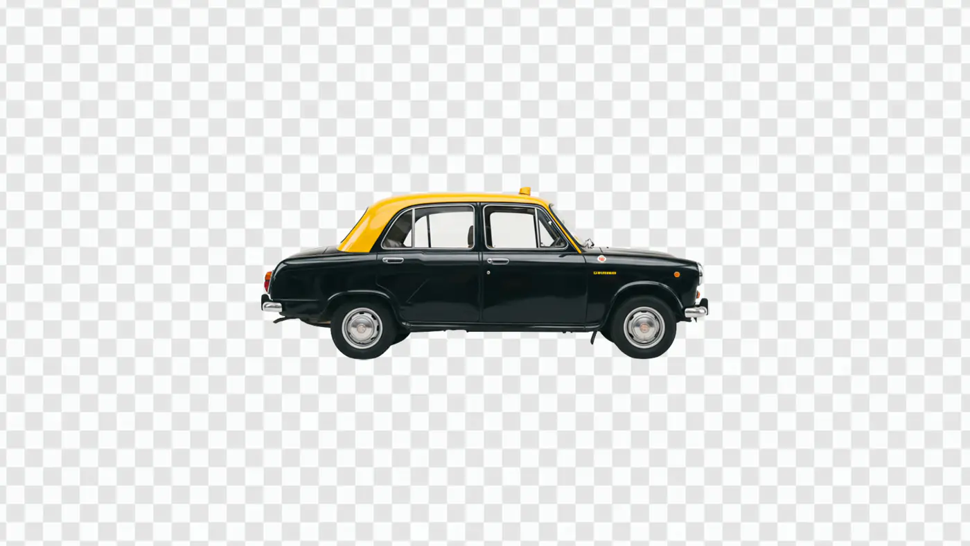 Classic Black and Yellow Taxi Cab PNG
