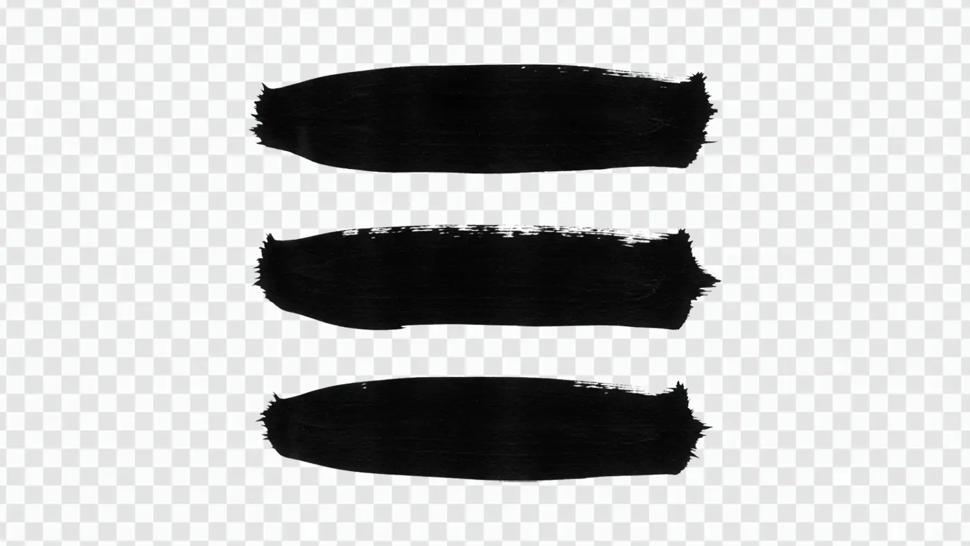 Three Black Horizontal Brush Strokes PNG Clipart