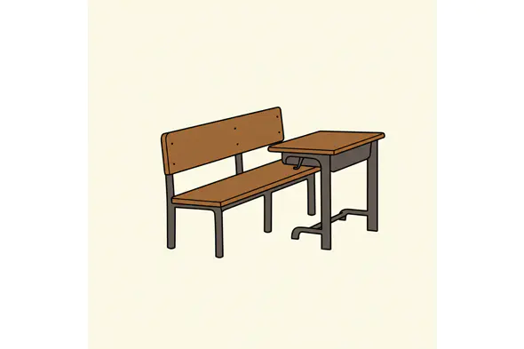 Classic School Desk and Bench Vector