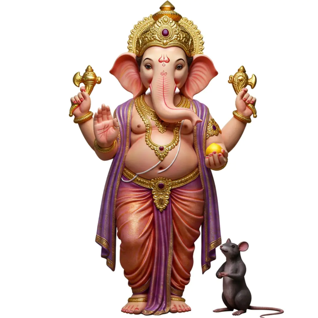 Ganesha Deity with Mouse Companion PNG Clipart