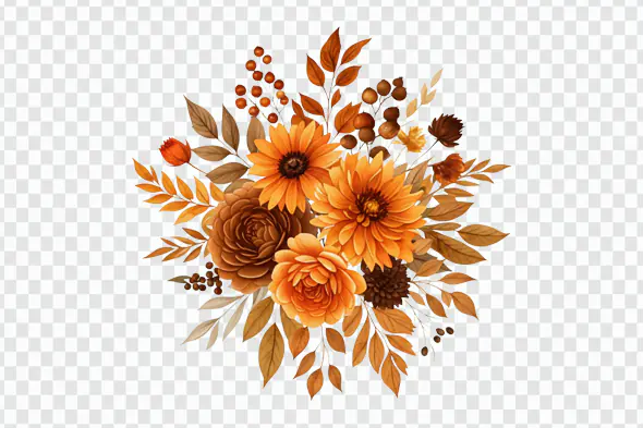 Warm Autumn Floral Composition PNG Clipart