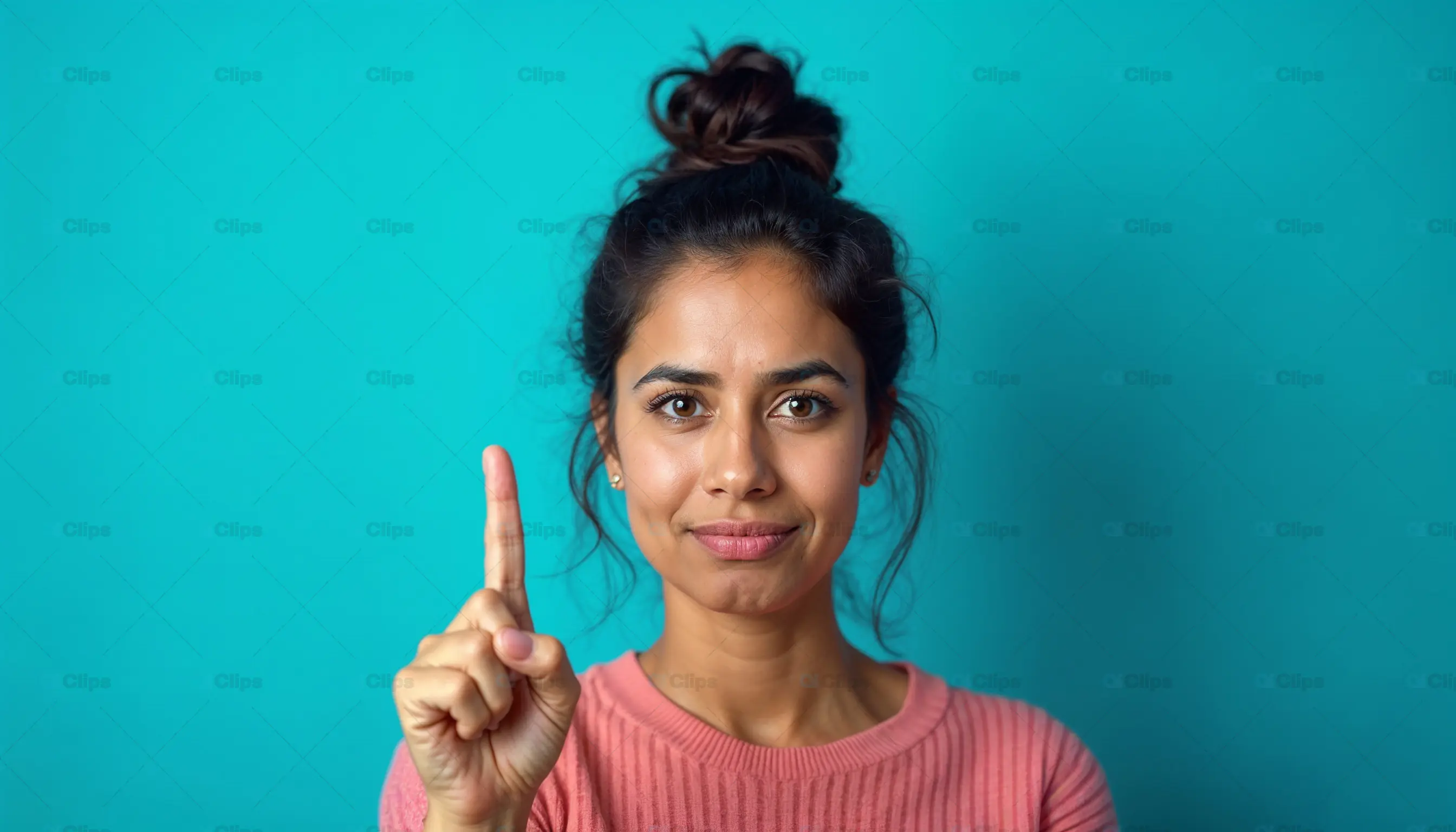 Woman Pointing Finger Up
