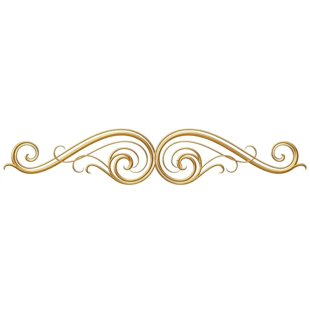 Elegant Gold Baroque Ornamental Swirl Divider Clipart PNG