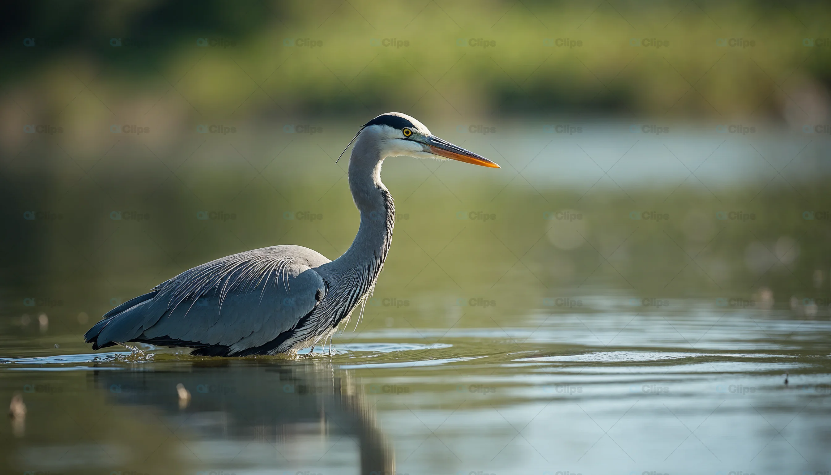 Great Blue Heron in Wetland