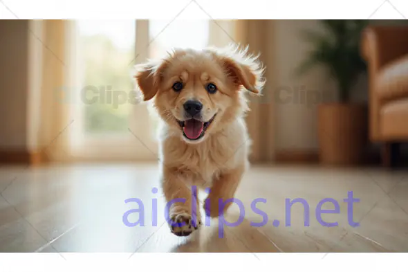 Happy Puppy Running Indoors