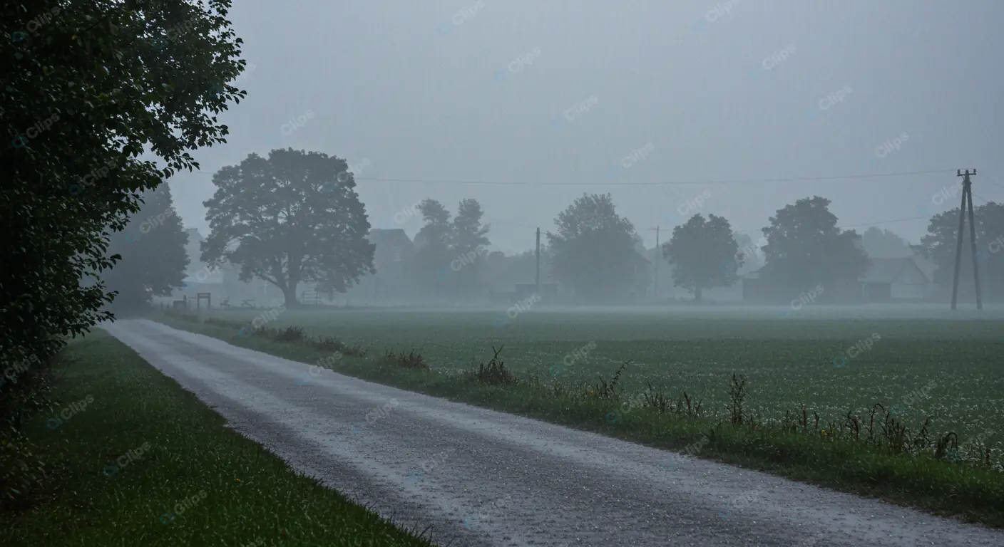 Misty Rural Road at Dawn