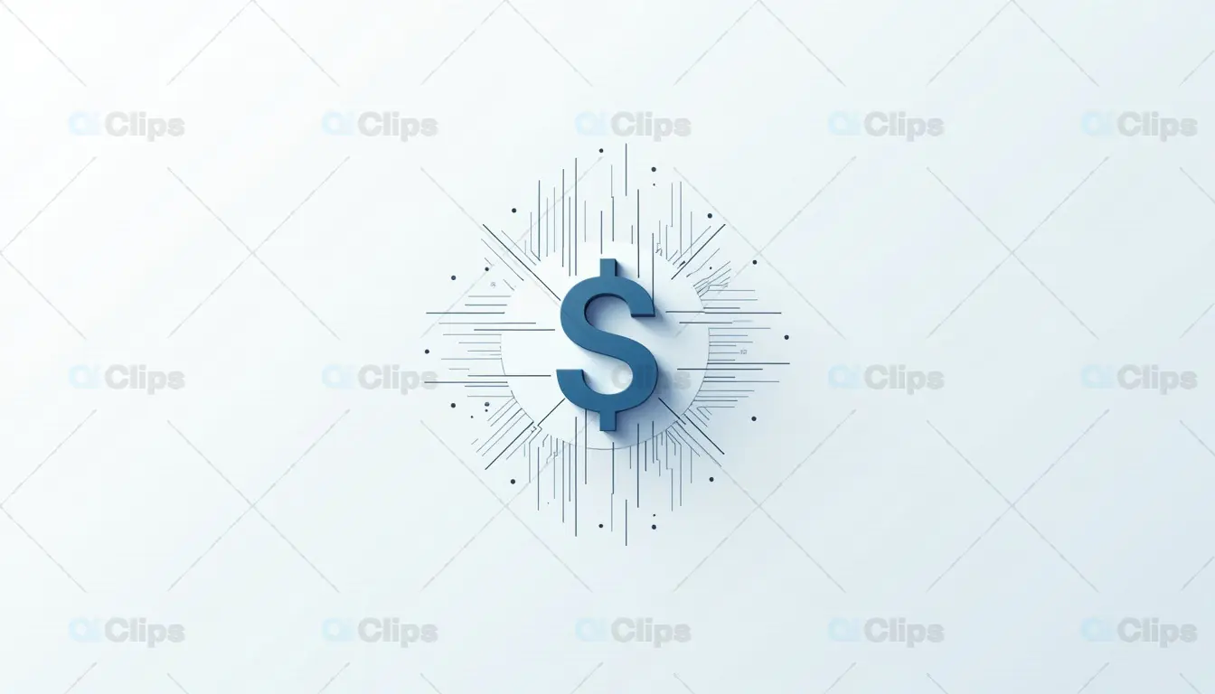 Minimalist Dollar Symbol with Digital Lines Background