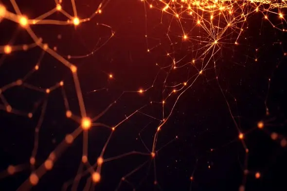 Glowing Neural Network Connections on Dark Background