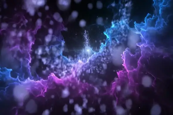 Ethereal Cosmic Energy Particles with Blue-Purple Color Fusion
