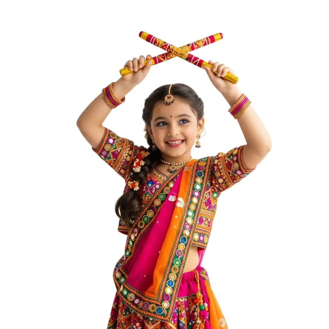 Joyful Young Dancer Performing Traditional Garba Celebration