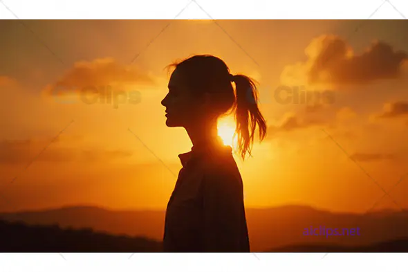 Woman in Sunset Silhouette