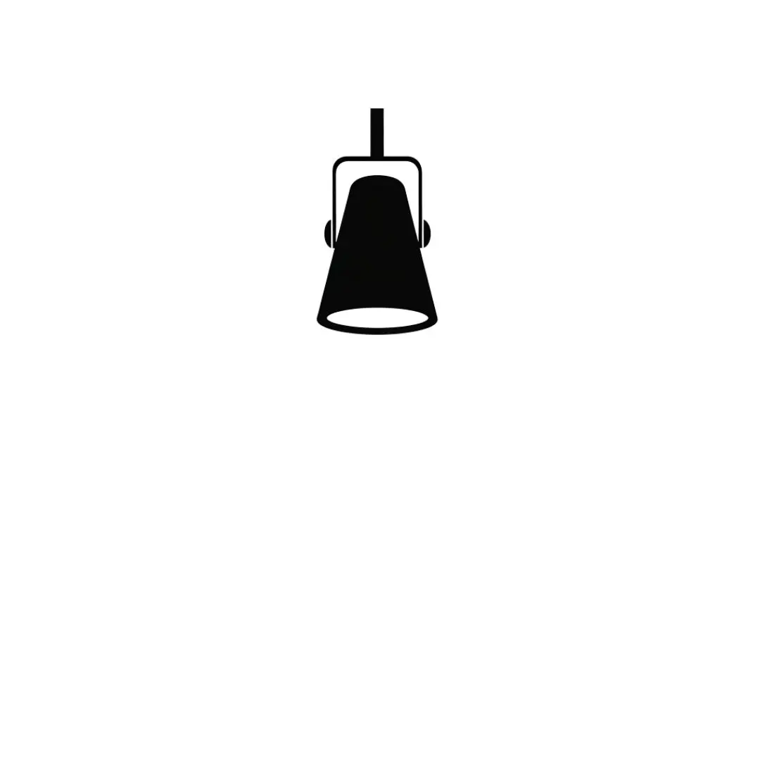 Minimalist Black Hanging Spotlight Icon PNG for Designs