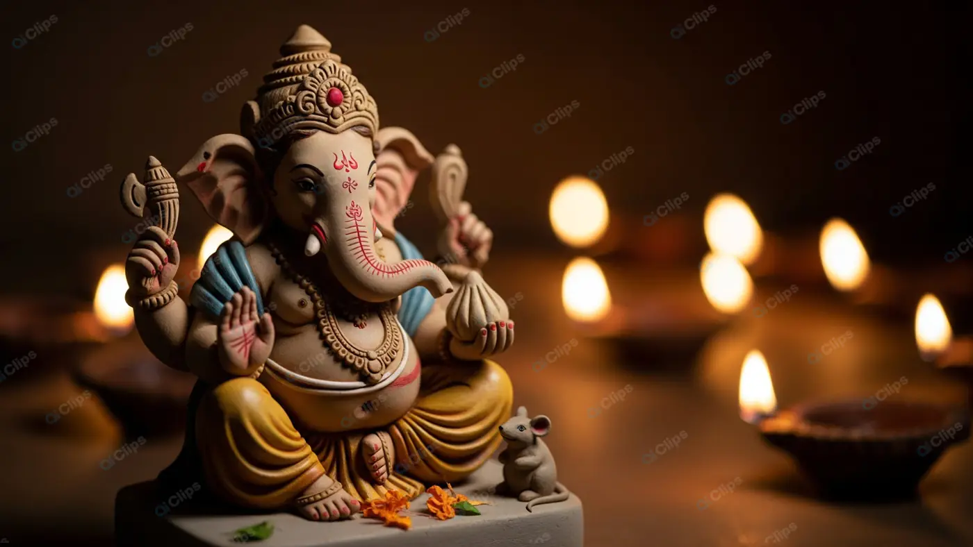 Ganesha Idol in Candlelight