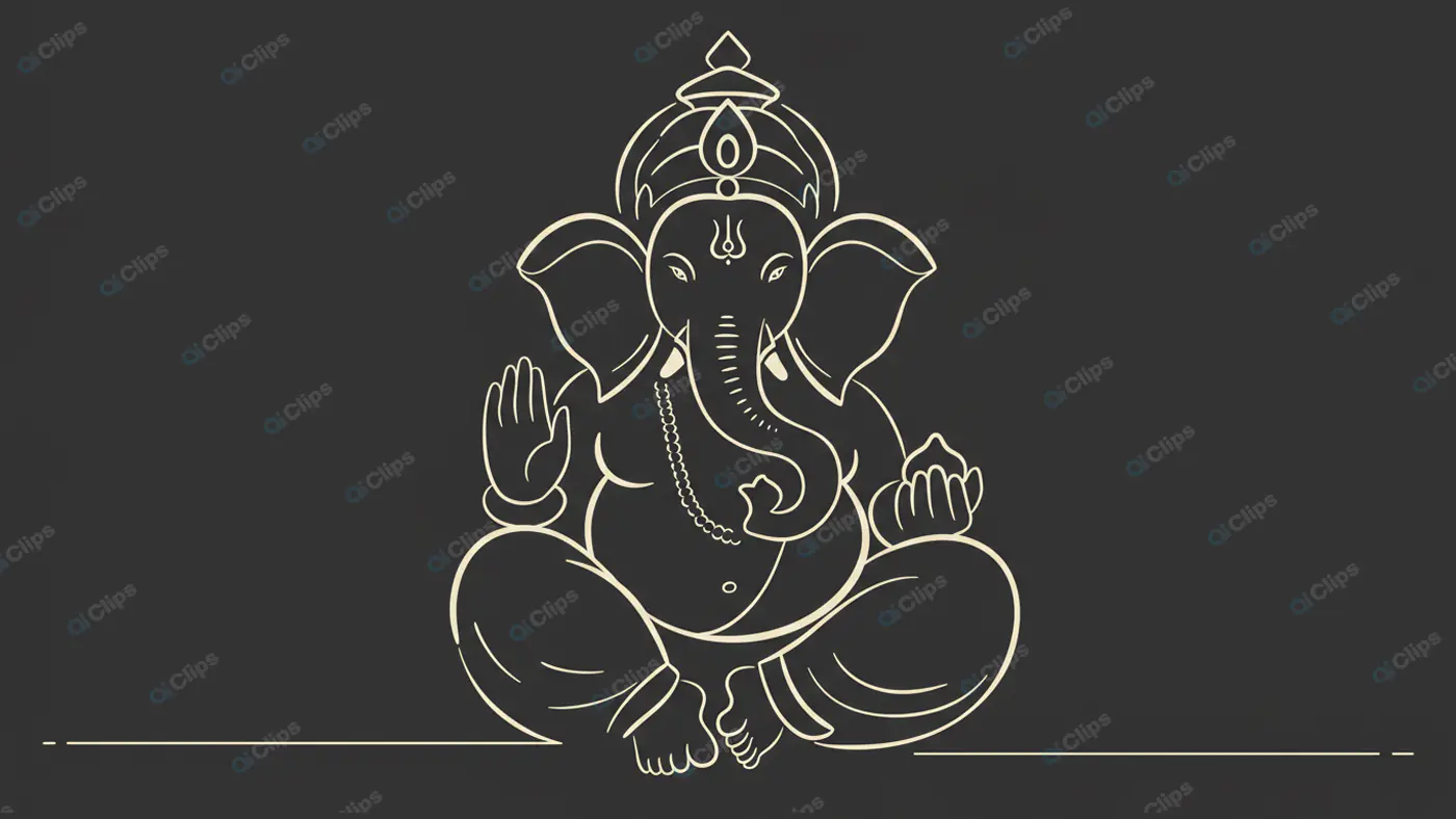 Elegant Ganesha Line Art