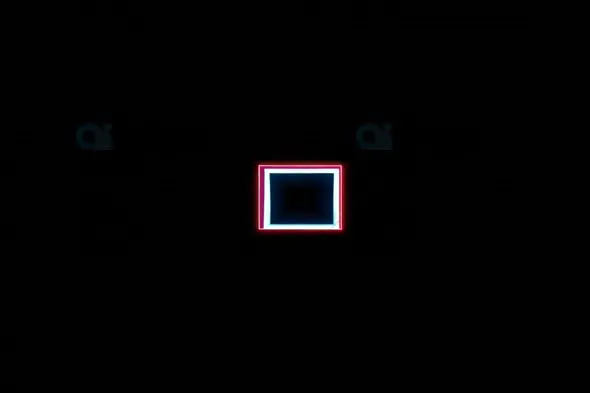 Neon Glowing Square with Red and Blue Lights on Black Background