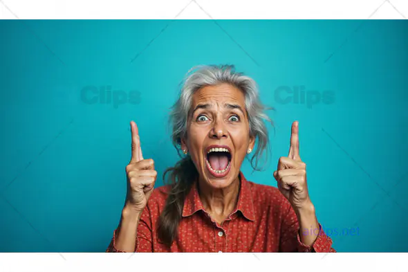 Excited Senior Woman Pointing Up