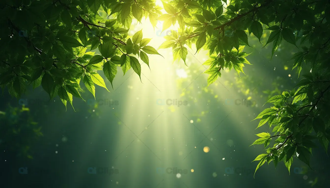 Sunlight Filtering Through Green Forest Leaves