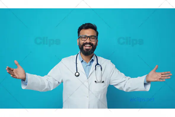 Smiling Doctor with Open Arms