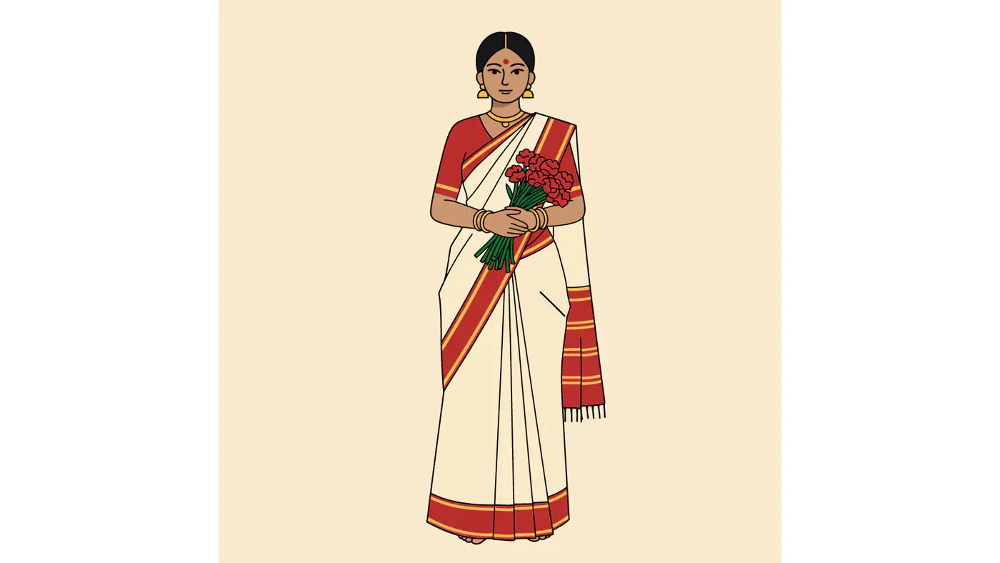 South Indian Saree Vector Art