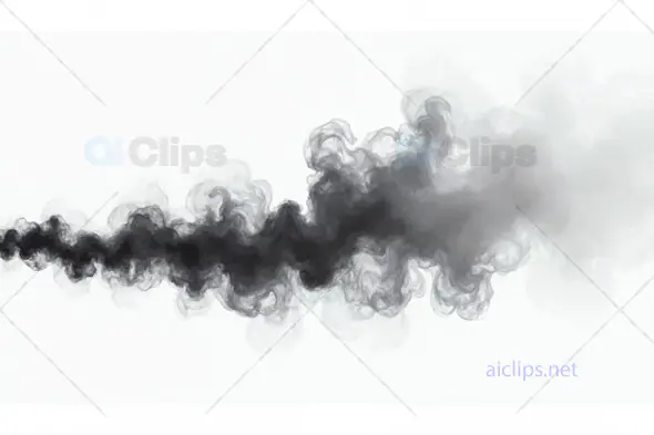 Black Smoke Cloud on White Background