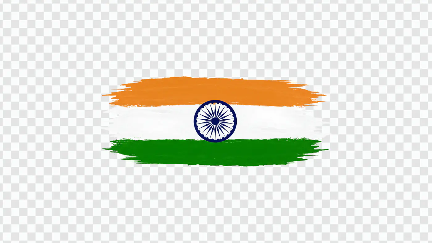 Artistic Indian Tricolor Flag with Ashoka Chakra PNG