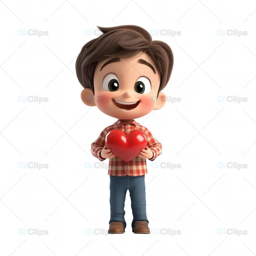 Happy Boy 3D Avatar Holding Heart