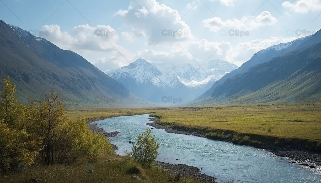 Mountain Valley River Landscape