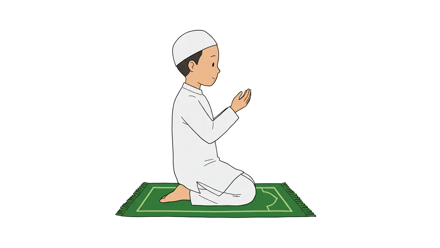 Praying Muslim Boy Vector