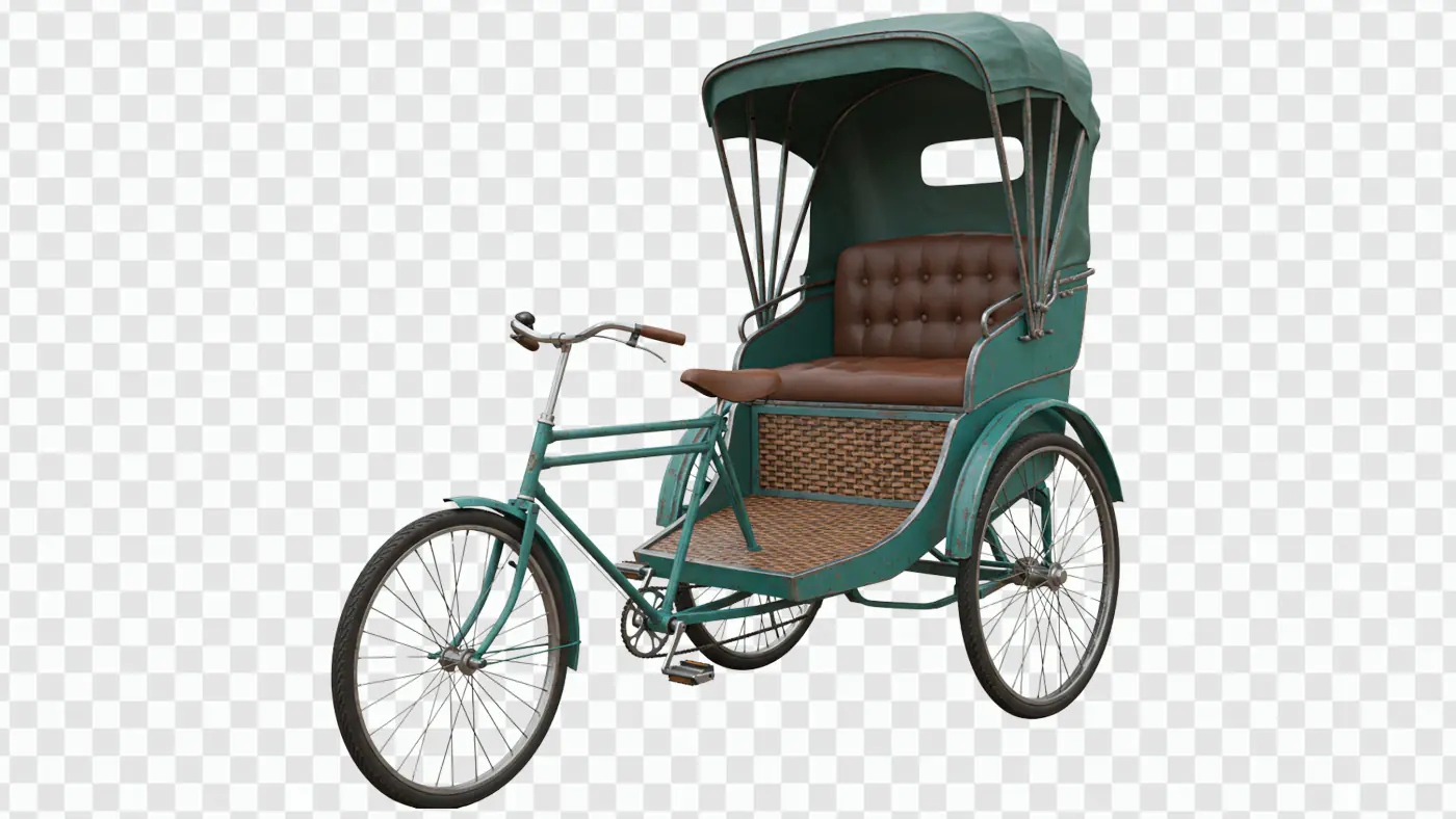 Vintage Green Tricycle Rickshaw Transport PNG Clipart