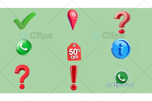 3D Information and Communication Icons Pack