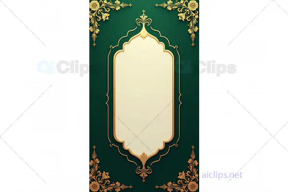 Luxurious Green and Gold Ornate Invitation Frame