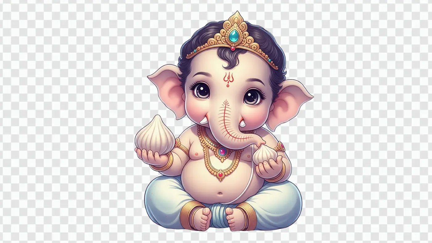 Baby Ganesha Meditating with Modak PNG Clipart