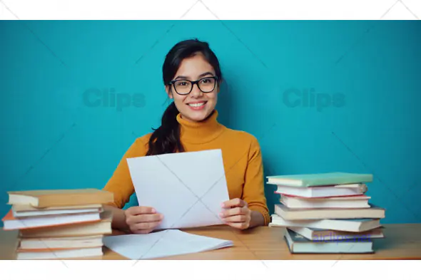 Smiling Student with Study Materials