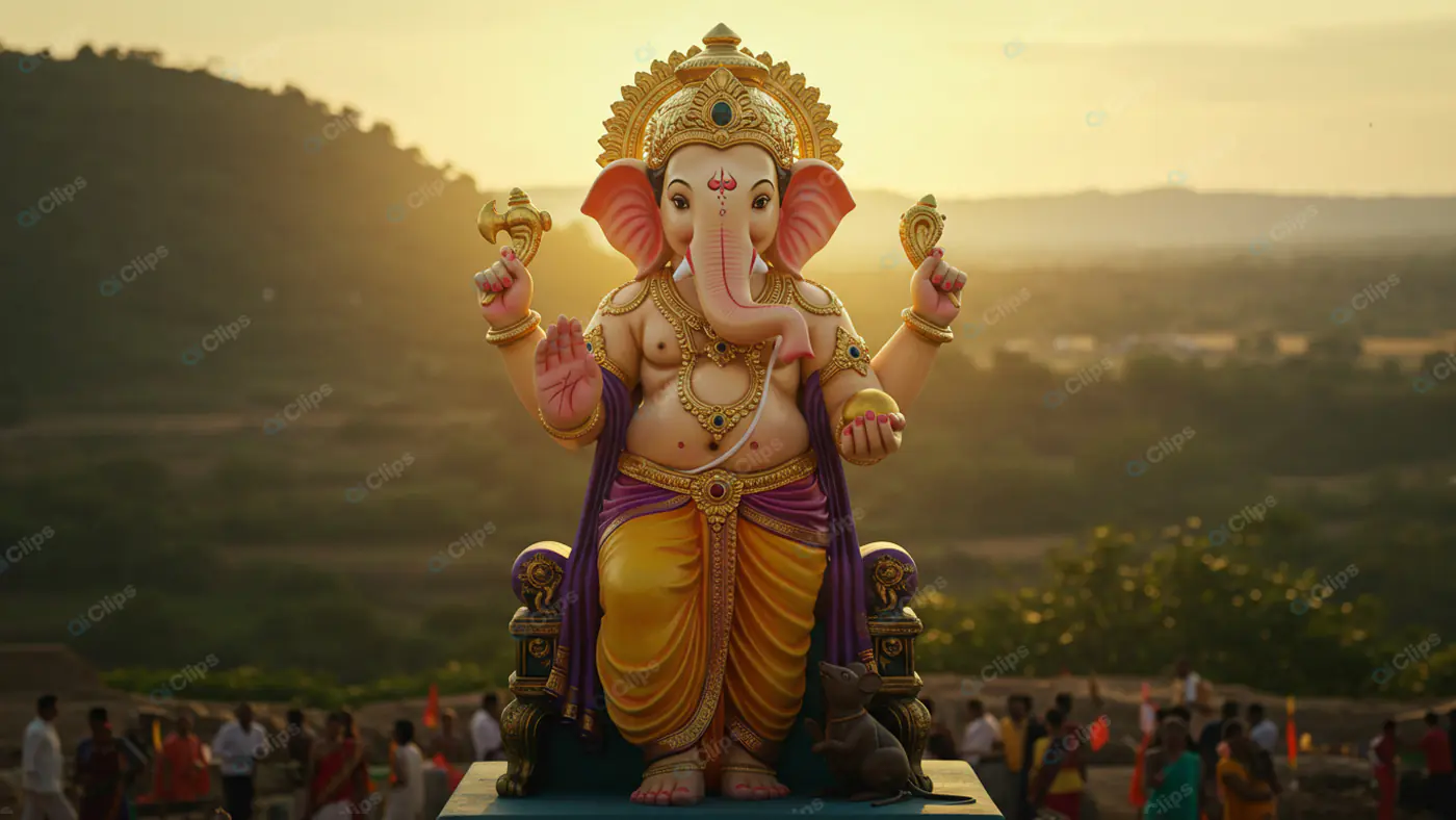 Majestic Ganesha Idol at Golden Hour