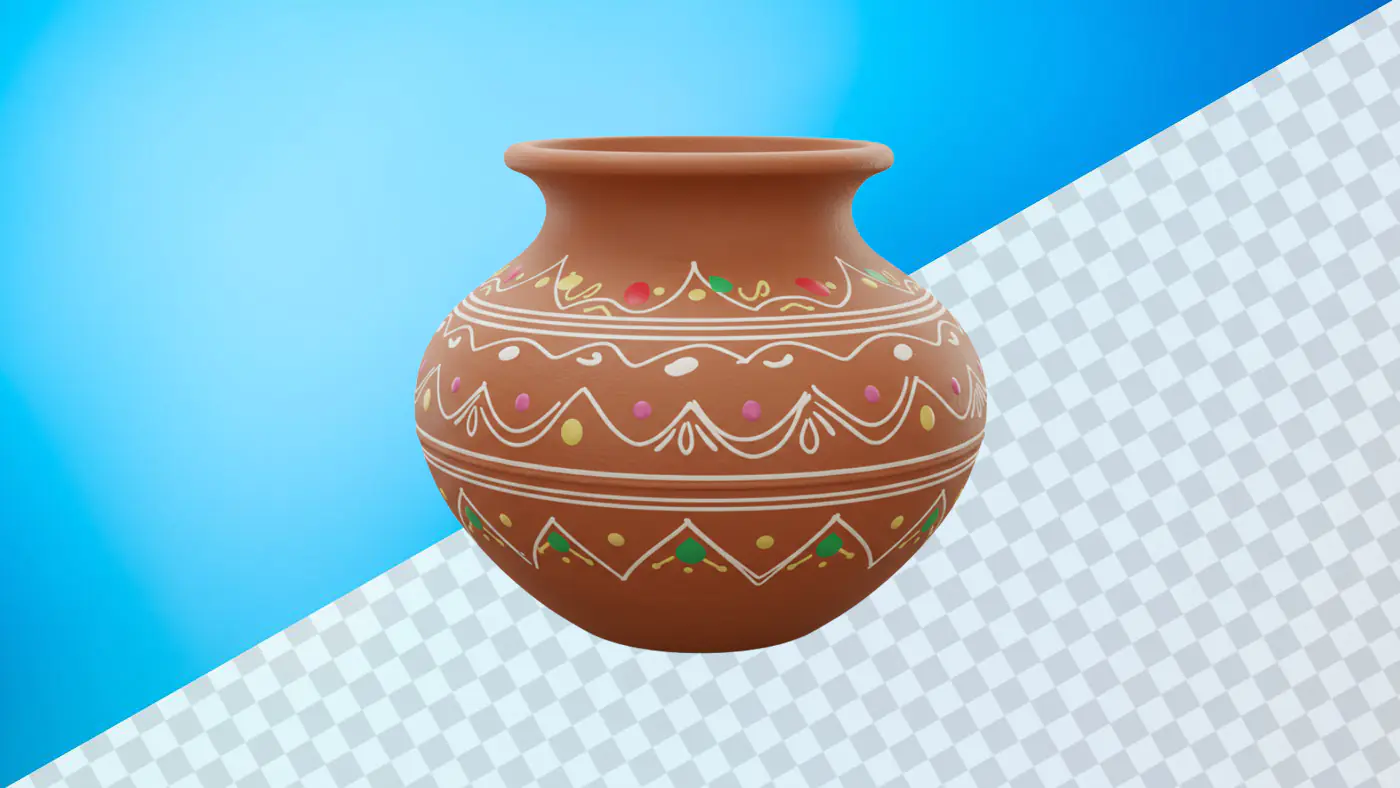 Decorative Terracotta Pot with Colorful Ethnic Pattern