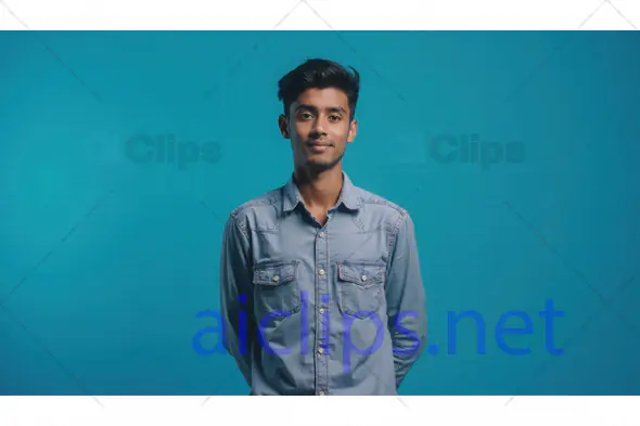 Young Man in Casual Denim Shirt