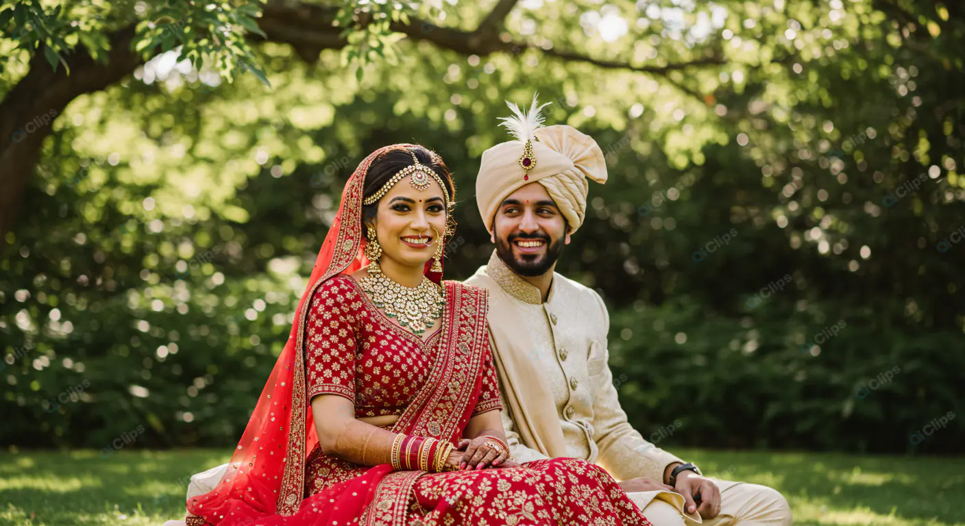 Outdoor Indian Wedding Portrait
