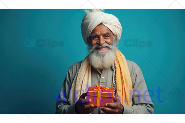 Elderly Man with Gift Box