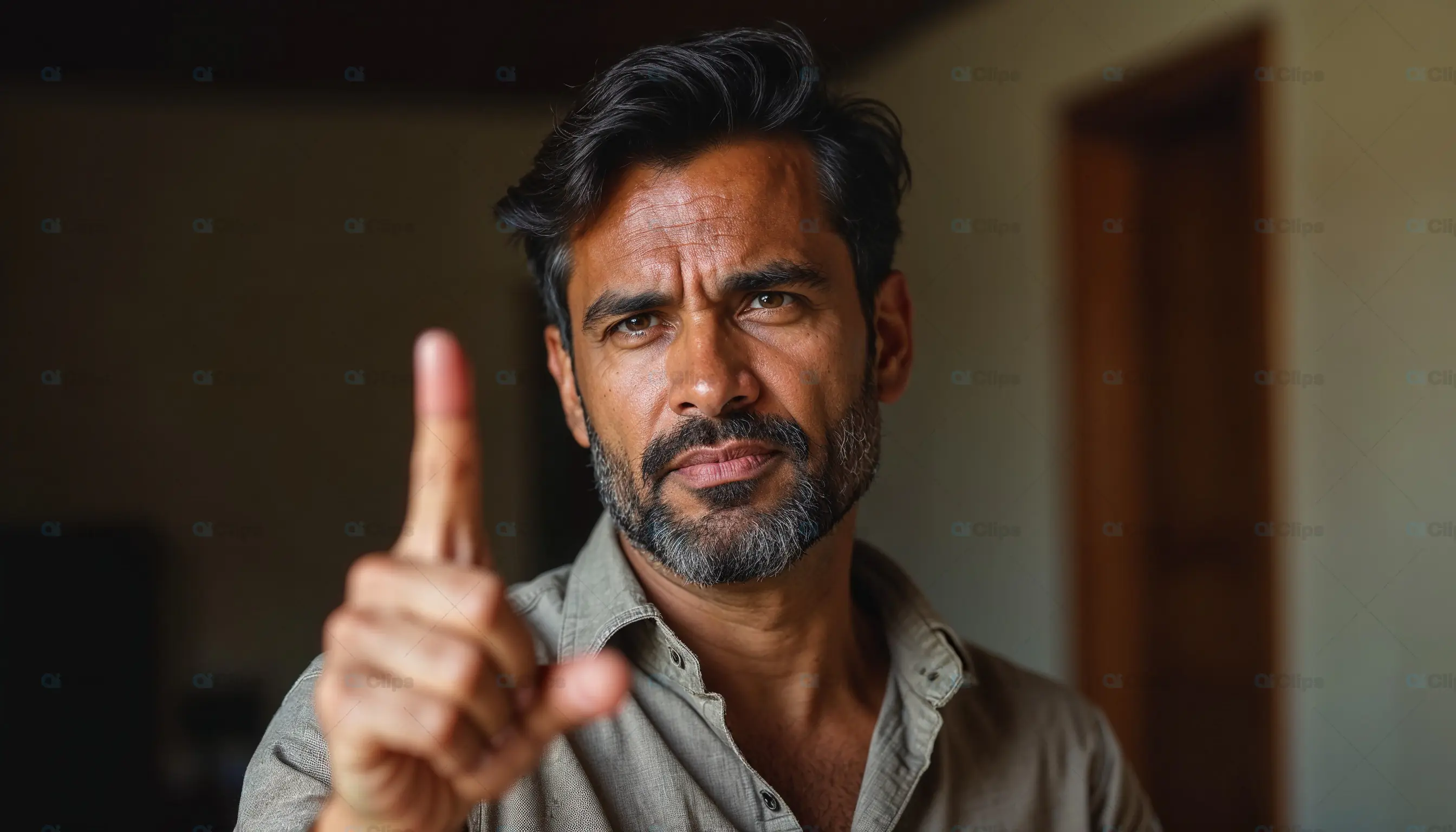 Man Making Warning Gesture