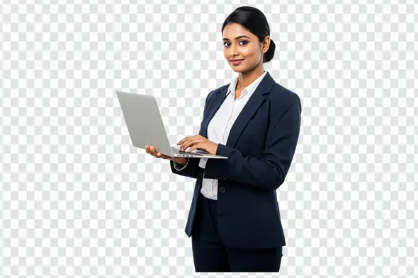 Professional Indian Businesswoman with Laptop PNG Clipart