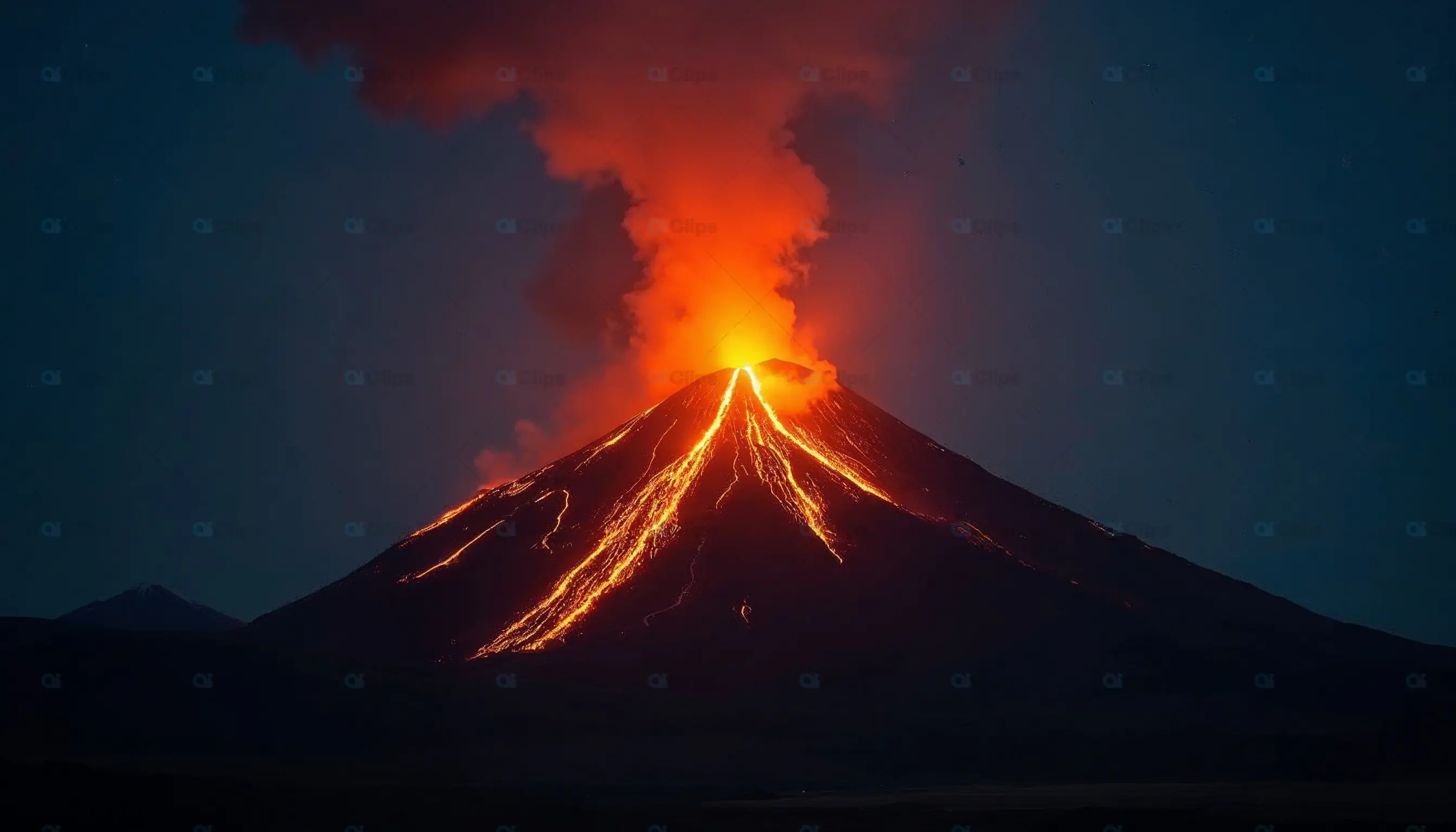 Volcanic Eruption at Night