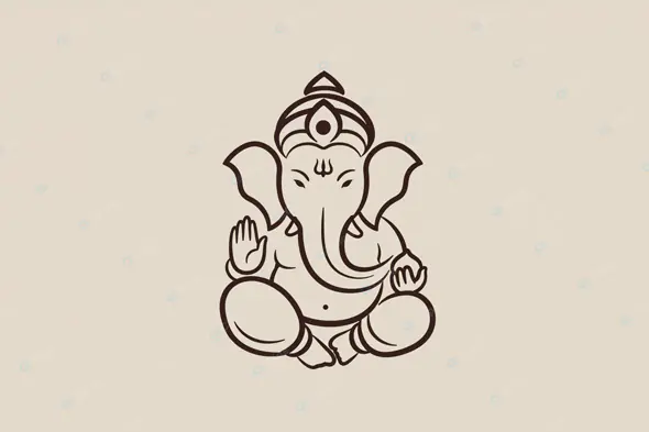 Minimalist Ganesha Line Drawing on Textured Background