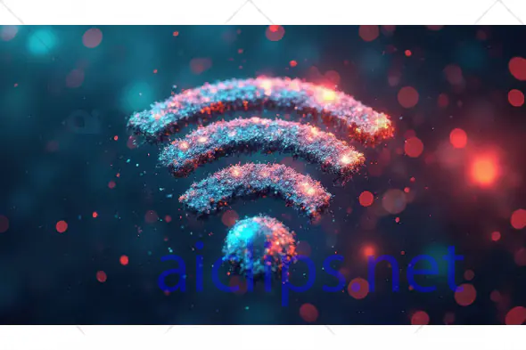 Digital WiFi Symbol with Neon Sparkle Effect