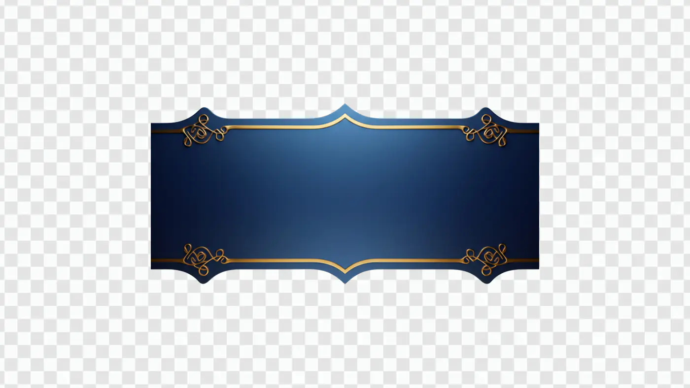 Elegant Navy Blue Gold Trimmed Banner PNG