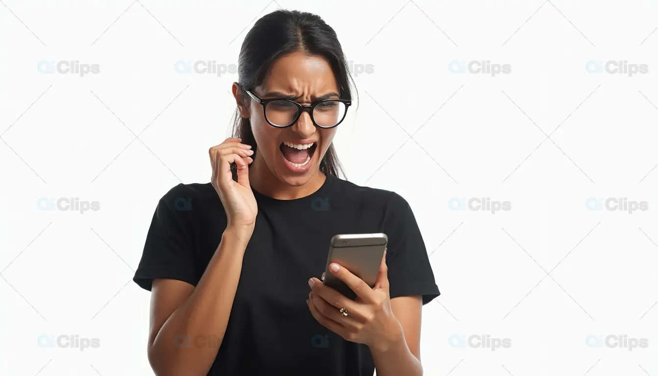 Shocked Woman Reacting to Smartphone