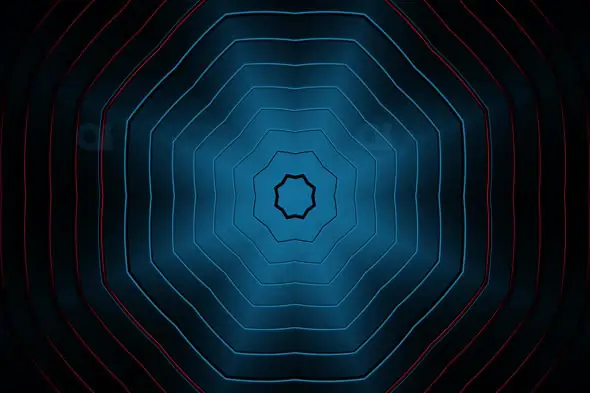 Hypnotic Blue and Red Geometric Tunnel Animation