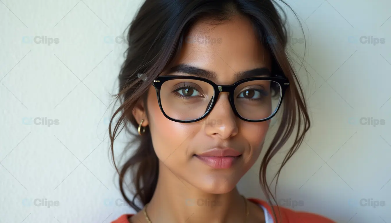 Close-Up Portrait of Woman with Glasses
